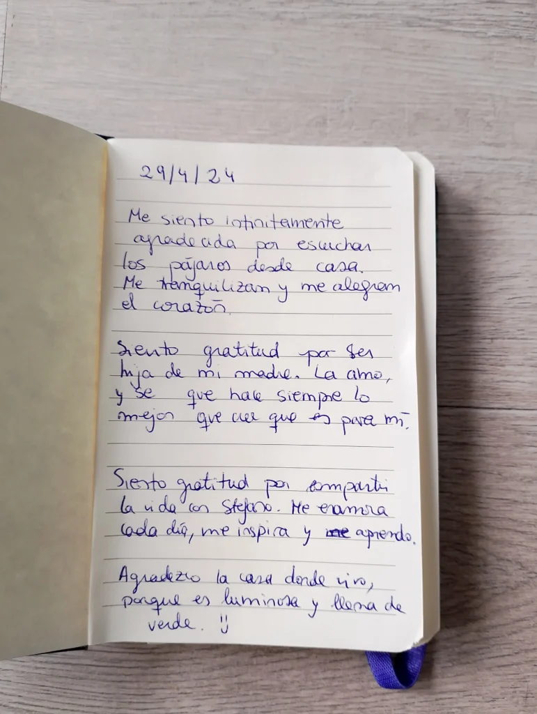 diario de gratitud: fecha y cosas por las que te siente agradecido